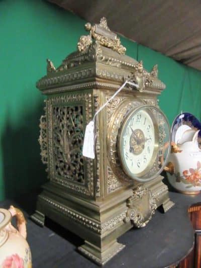 SOLD Victorian Ornate brass bracket clock 19th century Antique Clocks 5