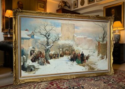 Christmas Day After John Ritchie (1821-1879) Genre Figurative Winter Snow Oil Portraits Paintings Antique Art 4