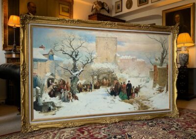 Christmas Day After John Ritchie (1821-1879) Genre Figurative Winter Snow Oil Portraits Paintings - Image 2