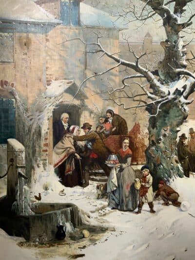 Christmas Day After John Ritchie (1821-1879) Genre Figurative Winter Snow Oil Portraits Paintings Antique Art 9