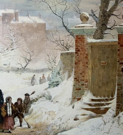 Christmas Day After John Ritchie (1821-1879) Genre Figurative Winter Snow Oil Portraits Paintings Antique Art 12