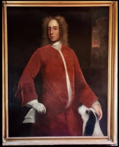 18th Portraits Nobleman & Pet Dog Attributed To Hans Hysing Swedish Antique Oil Paintings