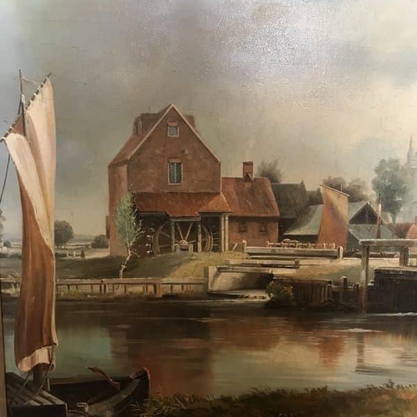 Dedham Lock & Mill After John Constable Large Landscape Oil Painting On Canvas Antique Art Antique Art 4