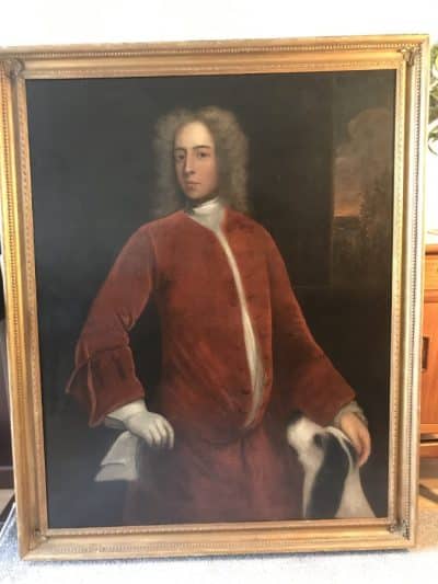 18th Portraits Nobleman & Pet Dog Attributed To Hans Hysing Swedish Antique Oil Paintings - Image 2