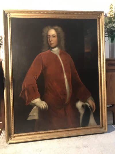18th Portraits Nobleman & Pet Dog Attributed To Hans Hysing Swedish Antique Oil Paintings - Image 11