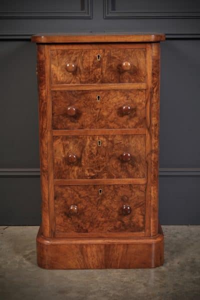 Pair of Victorian Burr Walnut Bedside Cabinets Bedroom Furniture Antique Chest Of Drawers 10