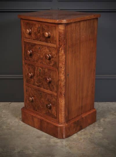 Pair of Victorian Burr Walnut Bedside Cabinets Bedroom Furniture Antique Chest Of Drawers 12
