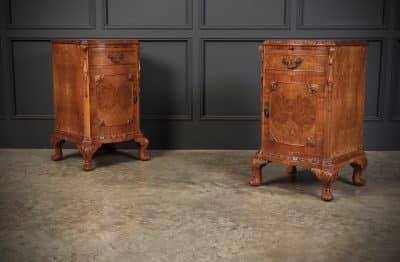 Pair of Queen Anne Style Burr Walnut Bedside Cabinets bedside Antique Cabinets 3