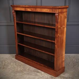 Victorian Figured Walnut Open Bookcase bookcase Antique Bookcases