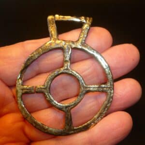 Ancient Antique Roman Bronze Solar Amulet Pendant  (5133) Antique Pendants