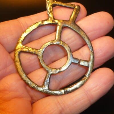 Ancient Antique Roman Bronze Solar Amulet Pendant  (5133) Antique Pendants 12