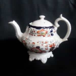 LARGE GAUDY WELSH (STYLE) TEA POT. ( Lid not Original but fits) Antique Ceramics