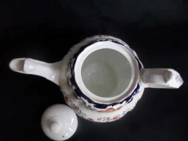 LARGE GAUDY WELSH (STYLE) TEA POT. ( Lid not Original but fits) Antique Ceramics 6