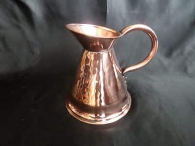 A 3 JUG SET of HAND BEATEN COPPER HARVESTER JUGS!  Mid Victorian Era c 1860’s Antique Collectibles 7