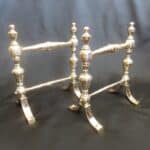 VICTORIAN BRASS FIRE DOGS. c 1880 Antique Metals