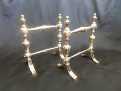 VICTORIAN BRASS FIRE DOGS. c 1880