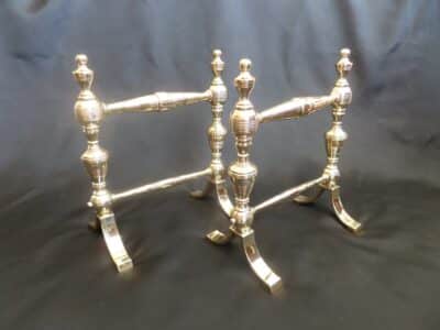 VICTORIAN BRASS FIRE DOGS. c 1880 Antique Metals 3