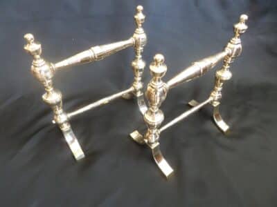 VICTORIAN BRASS FIRE DOGS. c 1880 Antique Metals 4