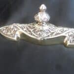 AN ORNATE BRASS DESK TIDY (PAPER WEIGHT) VICTORIAN. HEAVY-1870’s Antique Desks