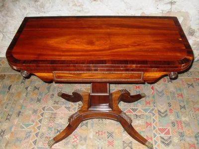 SOLD William 1V rosewood pedestal foldover card table 19th century Antique Tables 4