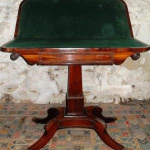 SOLD William 1V rosewood pedestal foldover card table 19th century Antique Tables