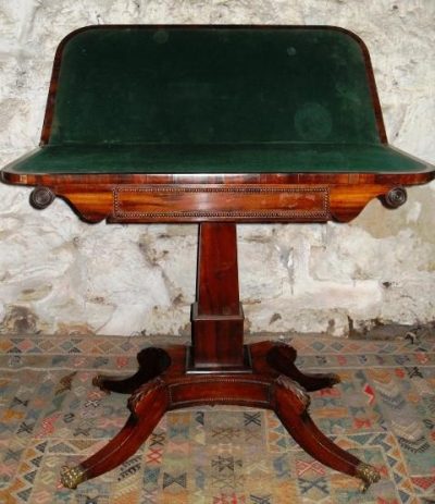 SOLD William 1V rosewood pedestal foldover card table