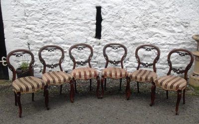 Set of 6 Victorian mahogany balloon back chairs