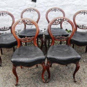 Set 6 Victorian walnut balloon back chairs Antique Antique Chairs