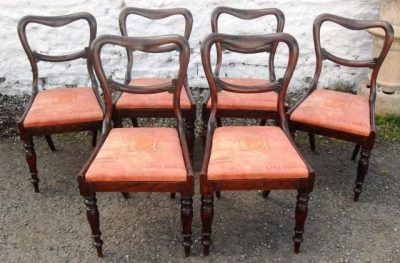 Set 6 early Victorian rosewood dining chairs