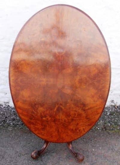 Large Victorian Burr walnut oval loo table Antique Antique Furniture 3