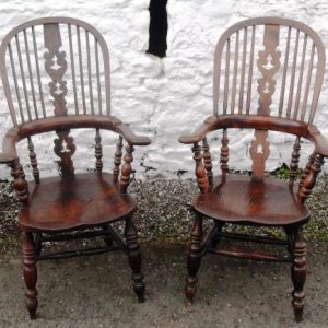 SOLD Two Victorian elm windsor chairs 18th Cent Antique Chairs