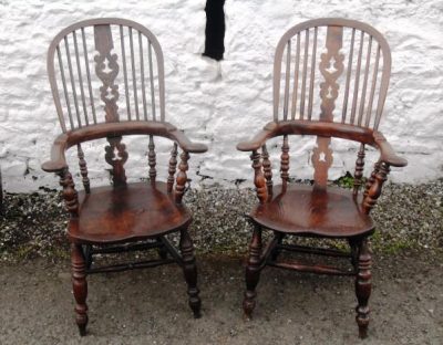 SOLD Two Victorian elm windsor chairs