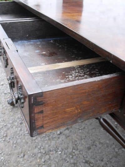 Edwardian mahogany stretcher sofa table - Image 3