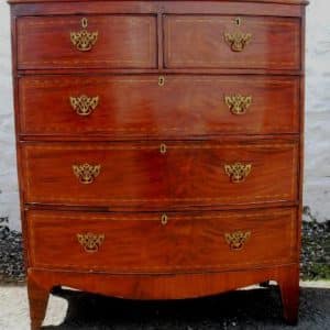 SOLD Georgian mahogany bowfront 2 over 3 chest 18th Cent Antique Chest Of Drawers