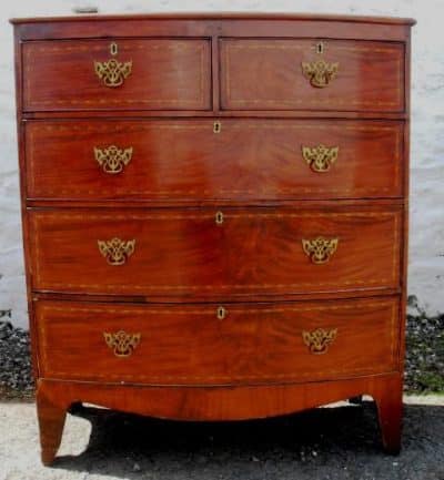 SOLD Georgian mahogany bowfront 2 over 3 chest 18th Cent Antique Chest Of Drawers 3