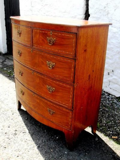 SOLD Georgian mahogany bowfront 2 over 3 chest 18th Cent Antique Chest Of Drawers 4