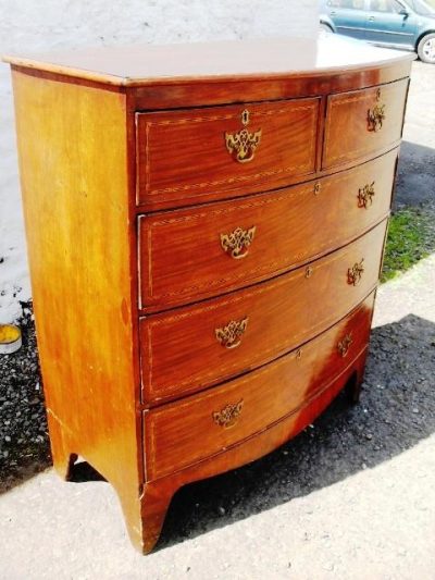 SOLD Georgian mahogany bowfront 2 over 3 chest 18th Cent Antique Chest Of Drawers 5