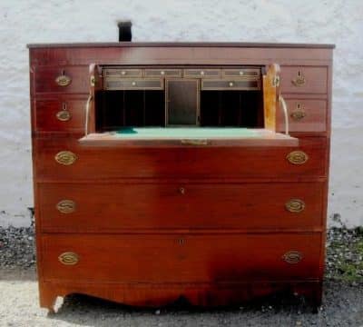 Georgian mahogany secretaire chest 18th Cent Antique Chest Of Drawers 3