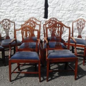Set of 6+2 Edwardian hepplewhite revival mahogany dining chairs 19th century Antique Chairs