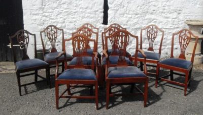 Set of 6+2 Edwardian hepplewhite revival mahogany dining chairs