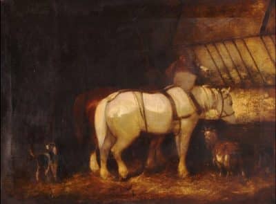 SOLD William Shayer Snr 1787-1879, stable interior Antiques Scotland Antique Art 4