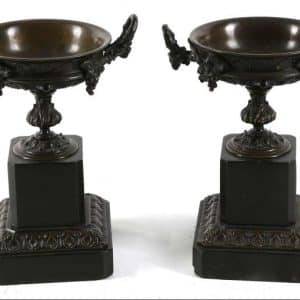 SOLD Pair of 19th Century bronze twin handled urns Antiques Scotland Antique Furniture