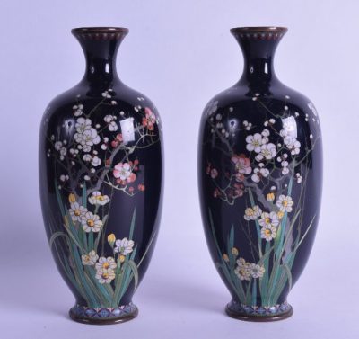 SOLD Pair of Japanese Meiji period cloisonne enamel vases, Ando Jubie Antique Art 3