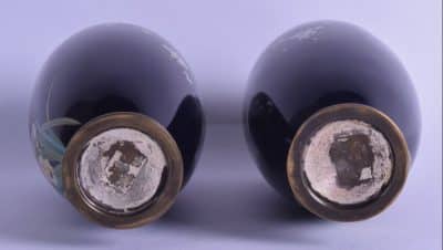 SOLD Pair of Japanese Meiji period cloisonne enamel vases, - Image 3