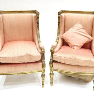 SOLD Pair of Louis XV Style Carved Giltwood Fauteuils, Antiques Scotland Antique Chairs