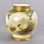 A Royal Worcester hand painted segment vase. Highland Sheep Antiques Scotland Antique Art
