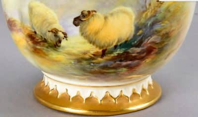A Royal Worcester hand painted segment vase. Highland Sheep - Image 3