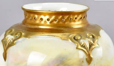 A Royal Worcester hand painted segment vase. Highland Sheep - Image 4