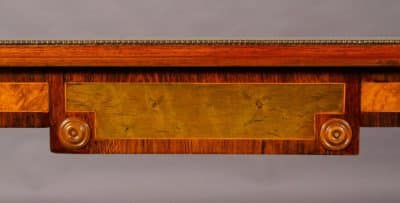 Regency revival walnut and specimen woods rectangular stretcher table. - Image 5
