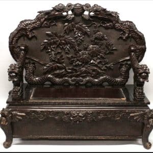 Fine Chinese Ching Dynasty Carved Settle 19th century Antique Chairs